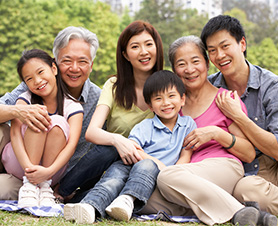 a multigenerational family in the park