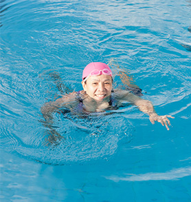 a woman swimming