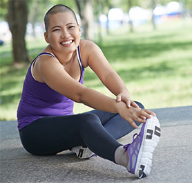 a young woman stretching